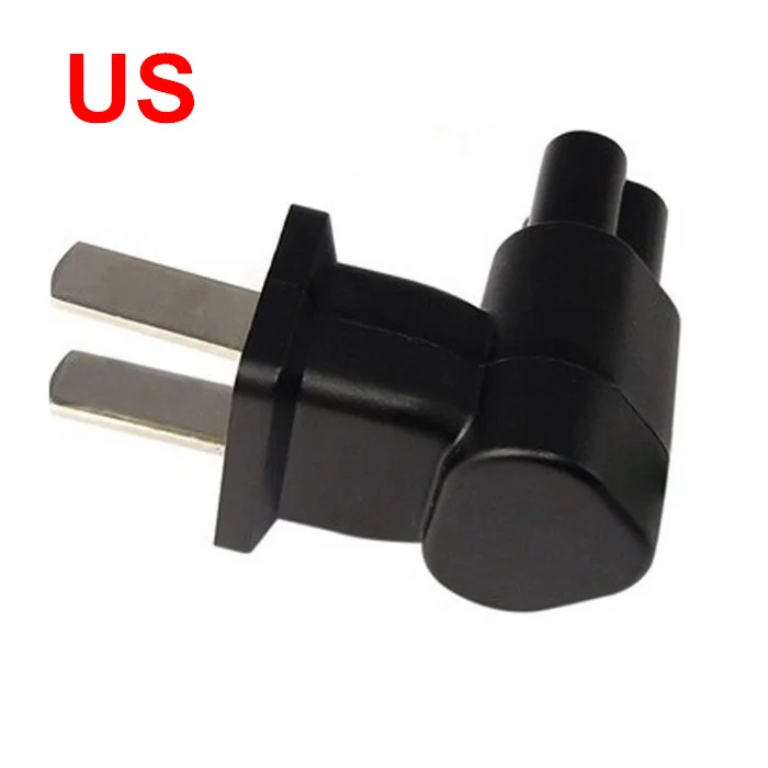 محول السفر USA 1-15P ذكر إلى IEC C5 3pin أنثى المكونات الكهربائية ذات الزاوية اليمنى لأجهزة الكمبيوتر المحمول المحمول