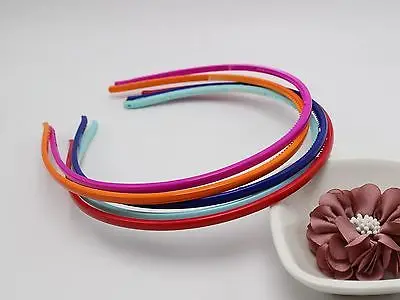 10 Mixed Bubblegum Color Plastic Narrow Thin Hair band Headband 4mm With Teeth