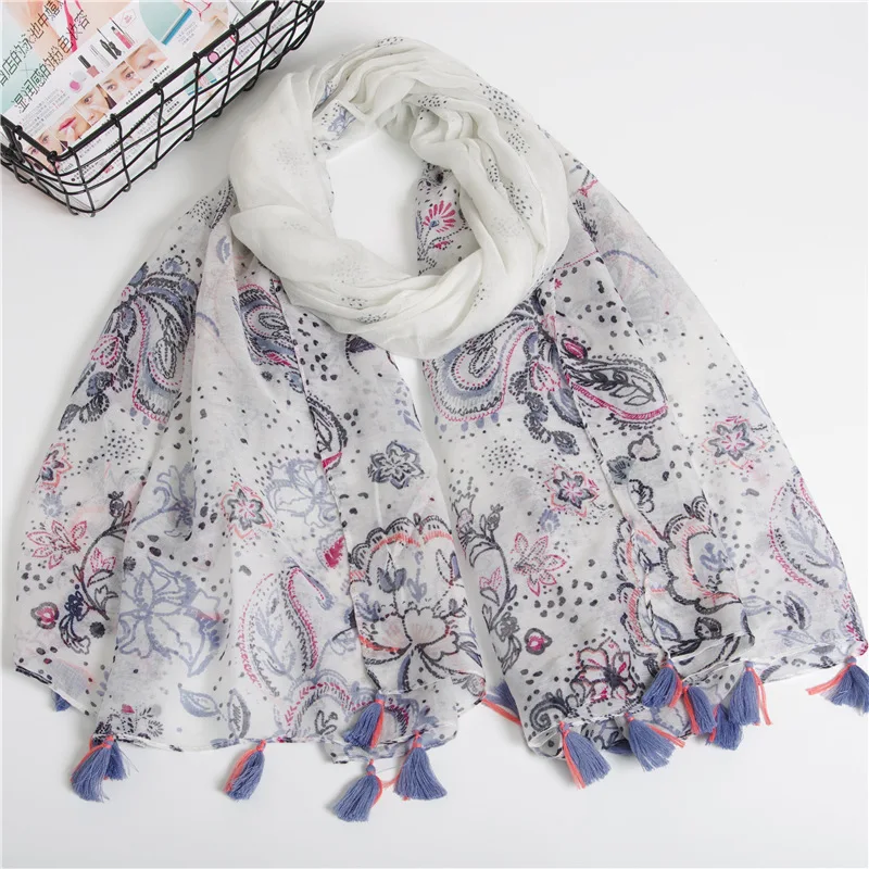 2019 New Fashion Paisley Tassel Scarves Shawl Women Long Beautiful Floral Foulard Wrap Hijab Muffler