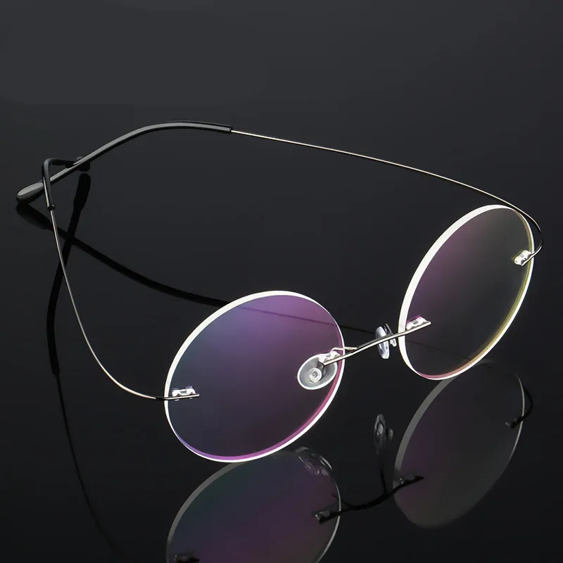 Steve Jobs Star Style Ultra-light Memory Titanium Wired Rimless Round Myopia Eyeglasses Optical Glasses Frame Men Women Eyewear