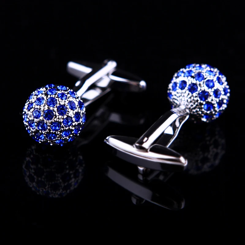 KFLK Jewelry Brand Blue Crystal Ball Cuff link Wholesale Buttons designer High Quality shirt cufflinks for mens guests