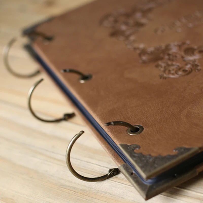 Extra Large leather Photo Album/ Scrapbook Wedding Guest Book/black white No-Printed diy for baby