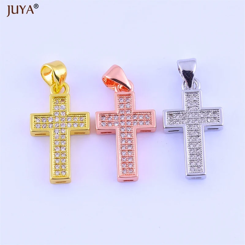 20mm*11mm Micro Pave CZ Rhinestone Crosses Charms For Jewelry Making Necklaces Accessories floating charms Jewellery