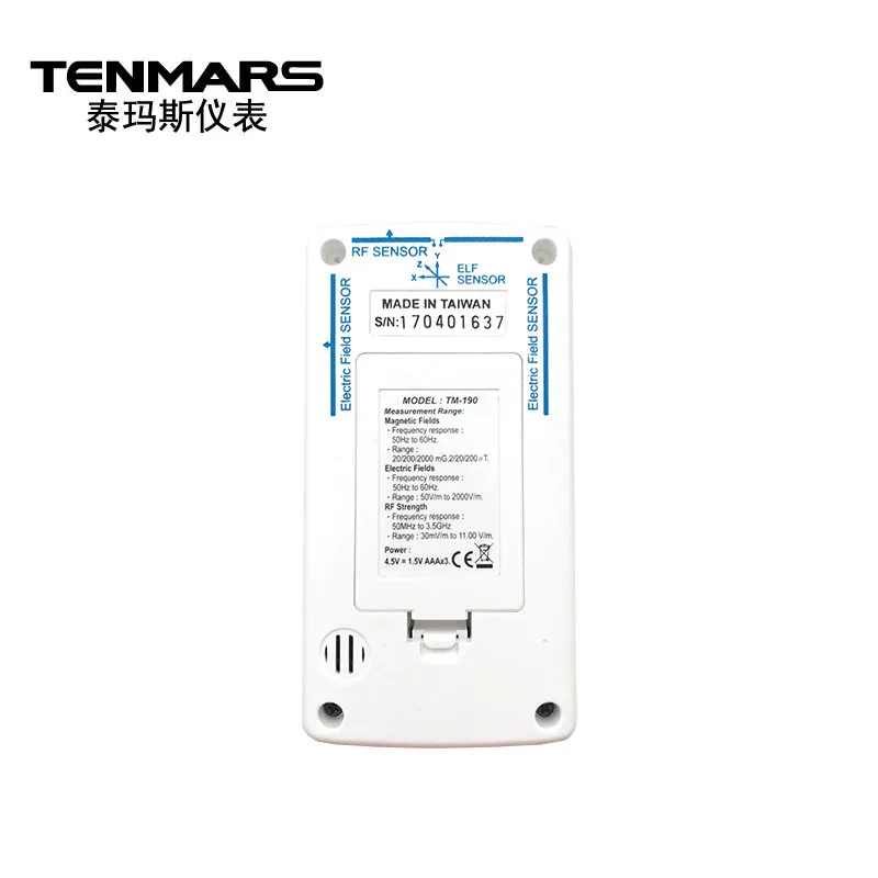 TENMARS TM-190 Gauss 3-axis Magnetic Electric RF Field Strength Digital Electromagnetic Radiation Detector EMF Meter