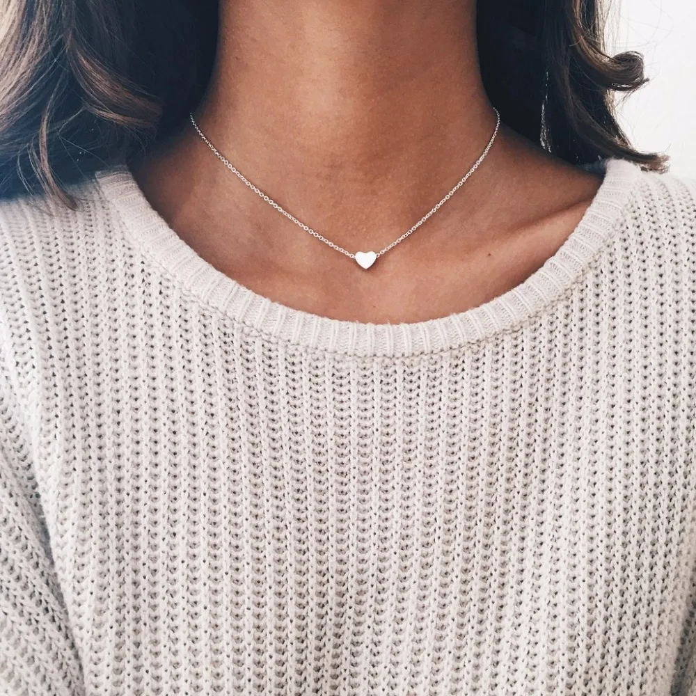 

Tiny Heart Choker Necklace for Women gold color Chain Smalll Love Necklace Pendant on neck Bohemian Chocker Necklace Jewelry