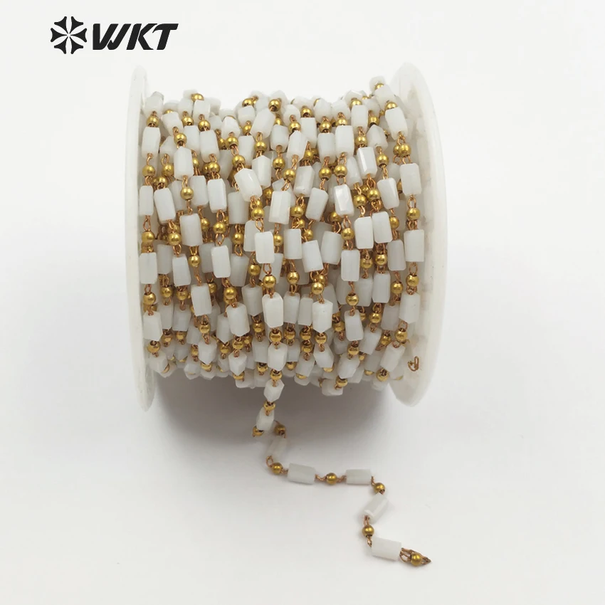 

WT-RBC080 WKT New best selling pure white crystal brass beads chain no gold-plated chain multi-function ladies decoration chain