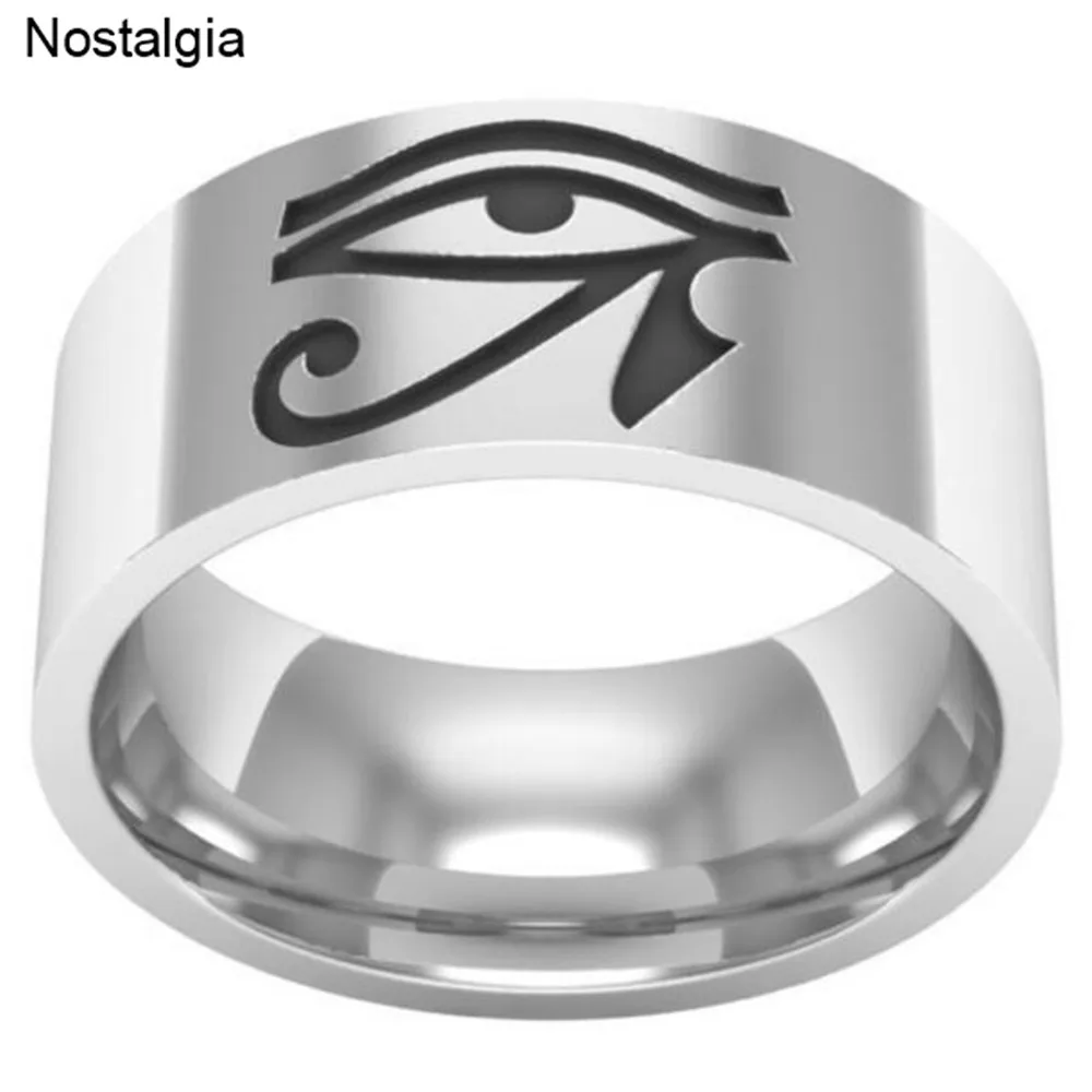 Nostalgia de acero inoxidable Egipto Ojo de Horus Ra Udjat anillo gótico egipcio antiguo protección espiritual joyería pagana de La Wicca