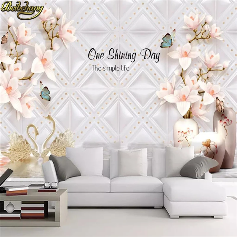 beibehang custom Embossed magnolia Photo Wallpaper Modern Mural Wall paper Restaurant Cafe Bedroom Romantic Backdrop 3d flooring