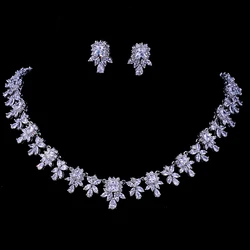 Emmaya New Hot Sale Women AAA Zircon Little Square Clear CZ Bridal Set for Luxury Wedding Choker Necklace Jewelry Sets