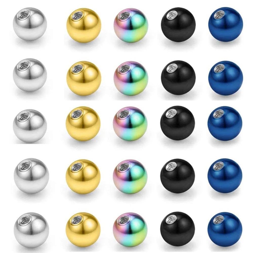 10pcs Mix Colors Surgical Steel Replacement Balls Bead Lip Eyebrow Tongue Ear Tragus Belly Body Piercing Jewelry 14g/16g 3mm-5mm