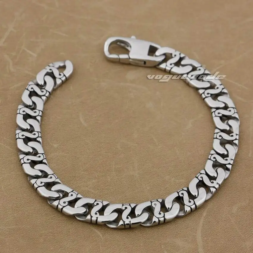 LINSION Stainless Steel Mens Bracelet Biker Link Chain 5A023