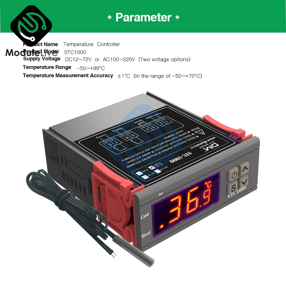 STC-1000 AC 110-220V 10A LCD Digital Thermostat Temperature Control Thermometer Thermo Controller With NTC Sensor