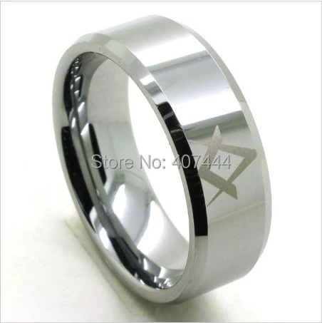 

Free Shipping YGK JEWELRY Hot Sales 8mm Women&Men's Beveled Masonic His/Her Silver Tungsten Ring Wedding Band