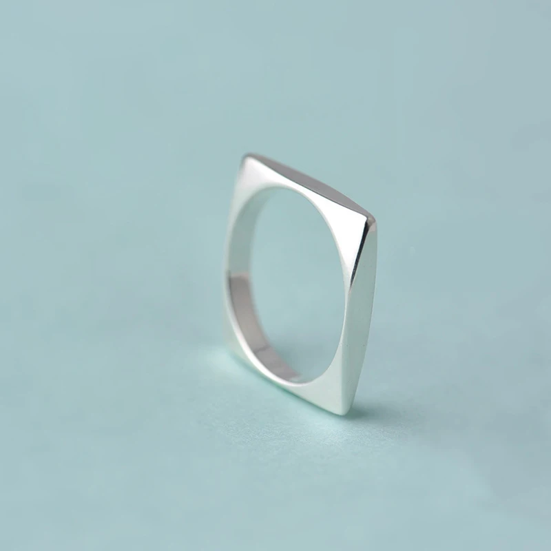 Fashion Silver Color  Geometric Square Rings For Women Engagement Statement Finger Ring