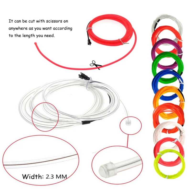 EL Wire Kit Portable Neon Lights for Parties Halloween Blacklight Tube Waterproof EL Wire LED Strip