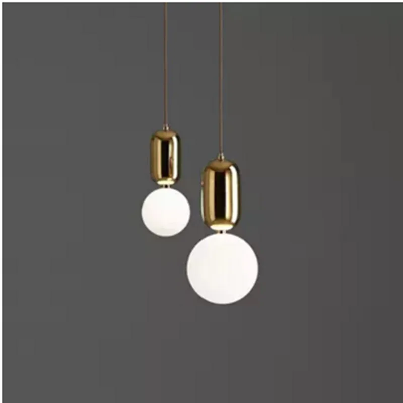 Modern Frosted Glass Pendant Light Metal milky white glass ball Restaurant Living Room Bedroom hanging Lamp