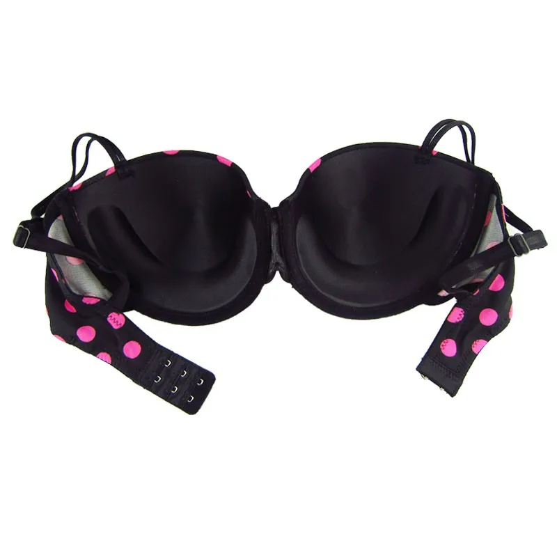 Mierside 1/2cup push up bra padded bra rose dot classics black Good Quality Pink Color And Love Pants Bra Set