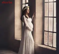 Women Dress Maternity Photography Props Pregnancy Clothes Elegant Maternity Dresses For Pregnant Photo V-neck lace pregnant dres