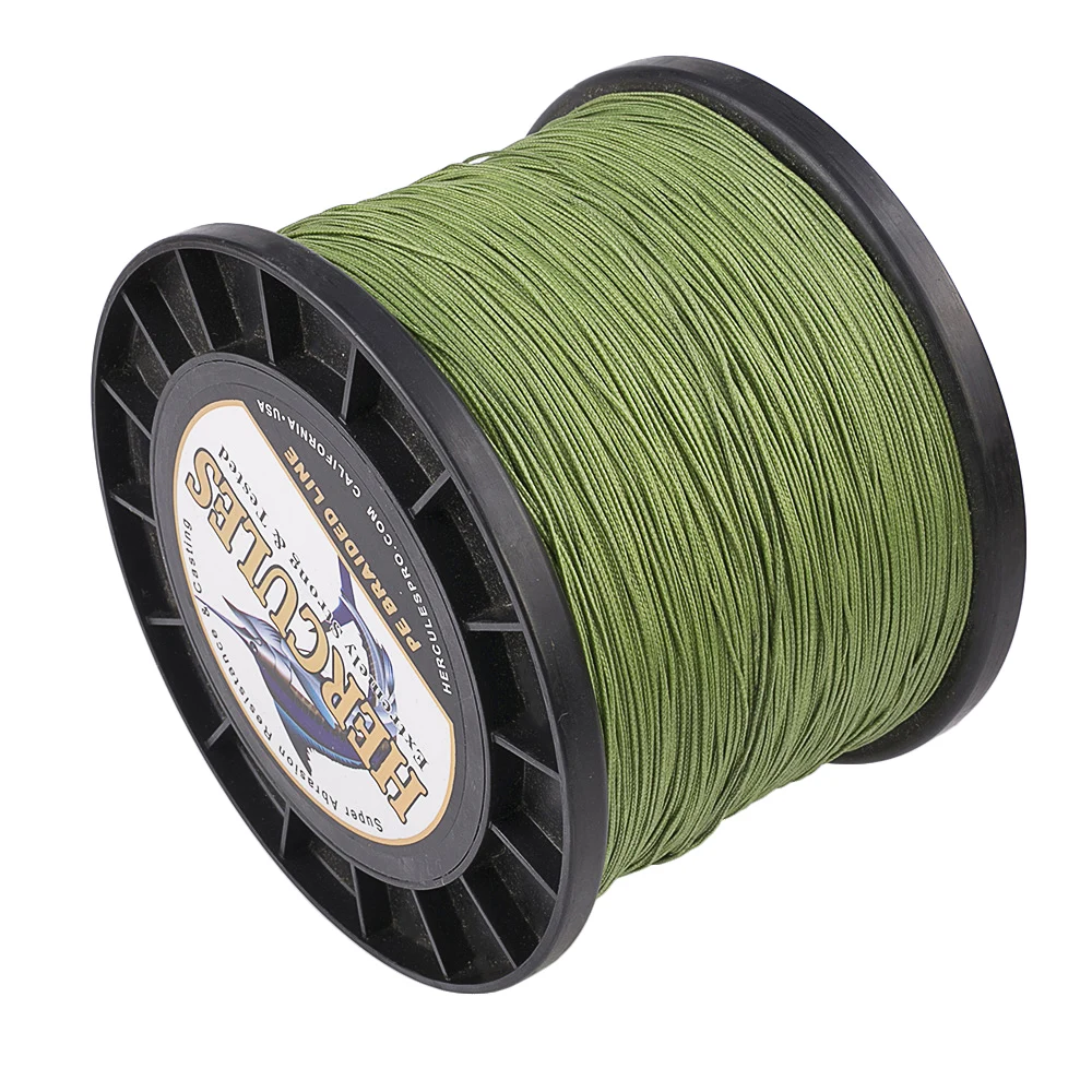 Hercules Braid Fishing Line PE Army Green 4 Strands 100M 300M 500M 1000M 1500M 2000M Fishing6LB-100LB Weave Super Strong Threads