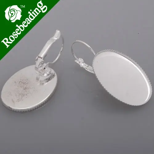 

18*25MM Oval Silver Plated Brass French Lever Back Earrings Blank,sold 50pcs/pkg-C2423