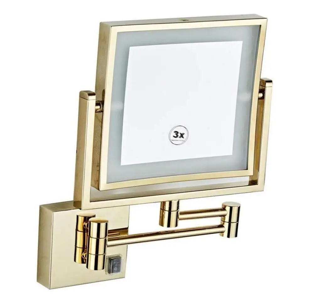 Vanity Mirror with Lights, 3X / 5X Magnification 360° Swivel Extendable Cosmetic Makeup Mirror,  1 side / 2 side, Polished Gold