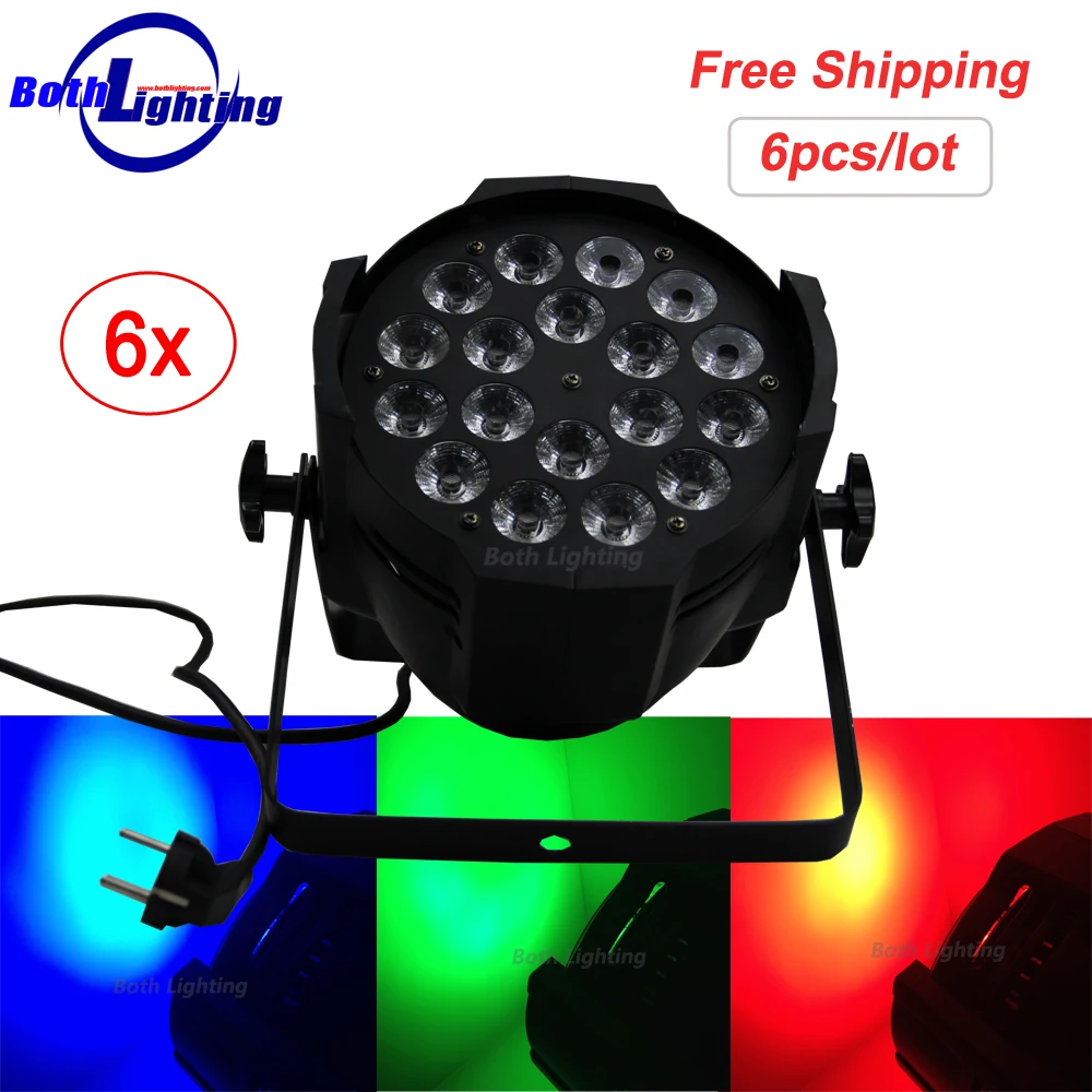 

DMX Control LED Stage Light 18*18W RGBWA UV Color 6 in 1 LED Flat Par DJ Party Show Night Lights Decoration