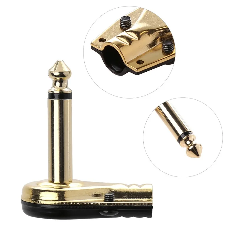 

50PCS 1/4" 6.35mm Mono Right Angle Guitar Plug Flat Male Connector Oxygen-Free Copper Gold Plated Wholesale