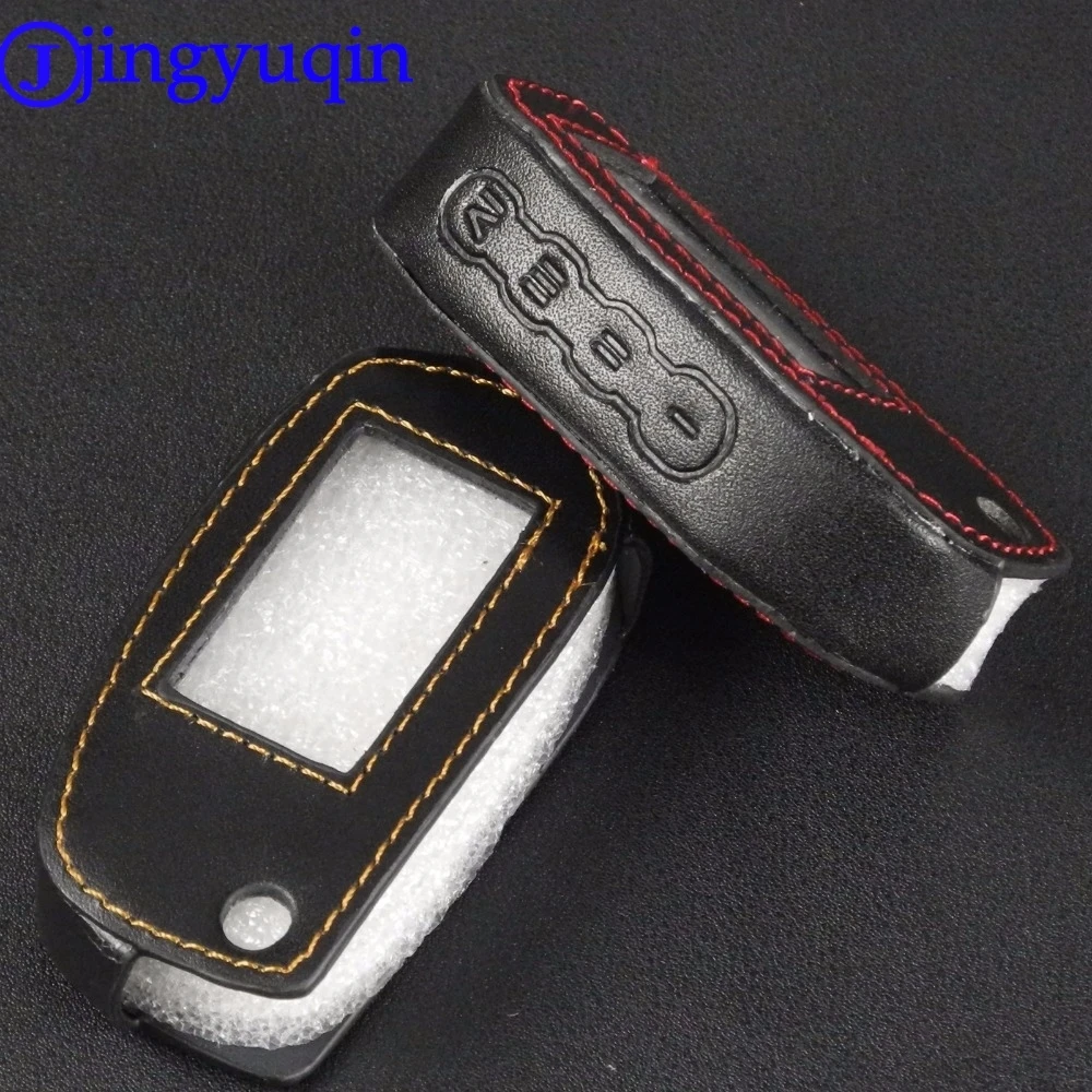 

jingyuqin 10ps Leather Case Cover For Scher-Khan Magicar 5 6 Uncut Blade Fob M5 M6 Folding Car Flip Remote 4 Buttons