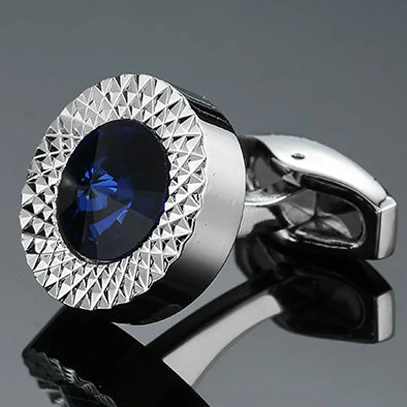 Brand new Luxurious design hand carving grinding round zircon crystal cufflinks high-end men's French shirt Cuff cufflinks