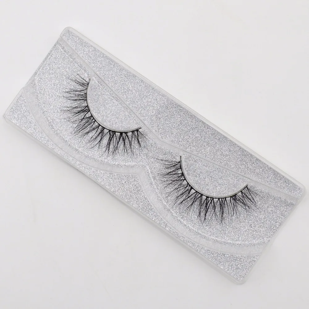 Visofree ขนตาปลอมธรรมชาติทำด้วยมือ 100% Crisscross นุ่ม 1 คู่กล่อง glitter บรรจุขนตาปลอม 3D Mink lashes A20