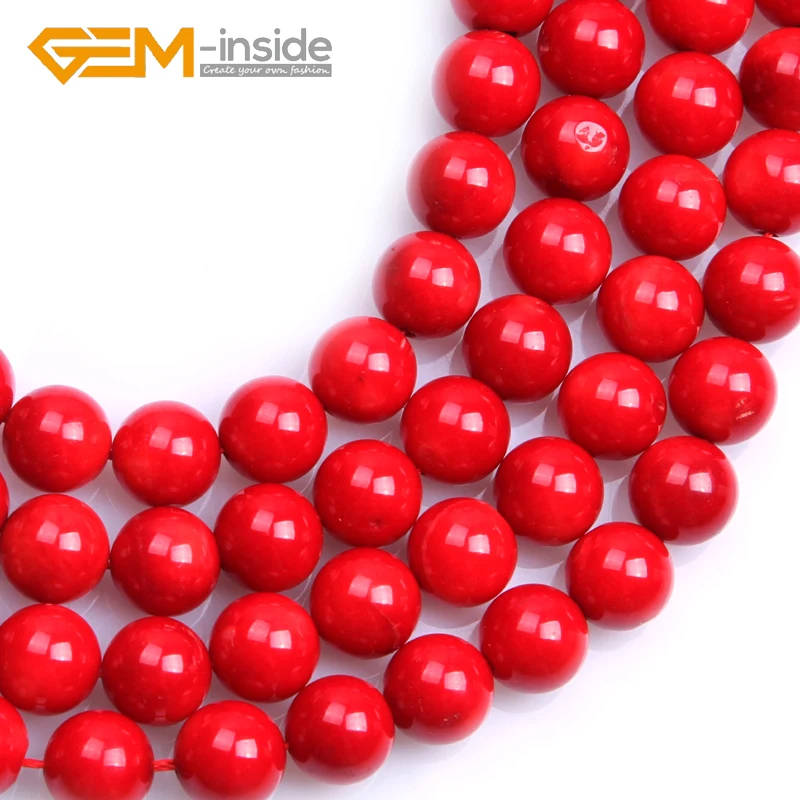 Round Dyed Red Coral Beads A Grade: 4mm to 11mm  DIY Loose Beads For Jewelry Making Bead Strand 15 Inches Wholesale