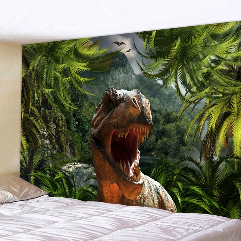 

Green Plant Dinosaur Wall Hanging Tapestry Sheets Home Decorative Tapestries Beach Towel Yoga Mat Blanket Wall Tapestry