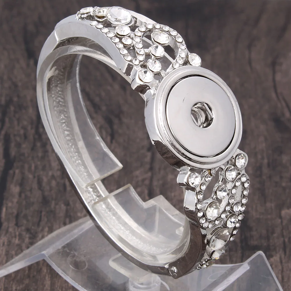 Hot Sale Snap Jewelry Metal Snap Bracelet Bangle Rhinestone Bracelet Fit 18mm 20mm Snap Button Jewelry For Women