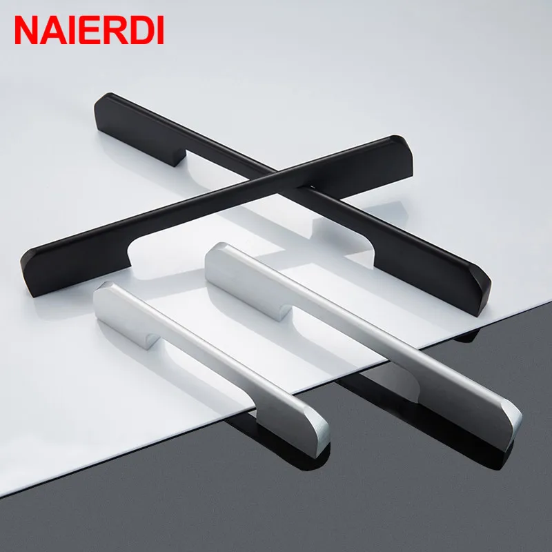 NAIERDI – poignée de meuble en alliage d'aluminium, avec vis, Simple, à la mode, pour tiroir, armoire, garde-robe