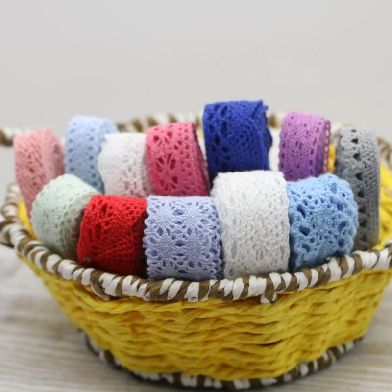 1-3cm Random delivery mixed color pure cotton water soluble lace DIY garment accessories material cotton lace