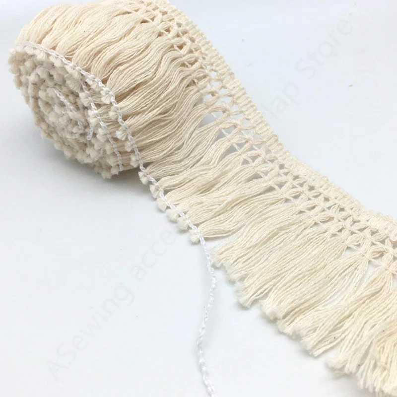 2Yards 6cm Wide Cotton Tassel Fringe cotton lace Trim Ribbon lace fabric Sewing Latin Dress Stage Garment Curtain 5BB5467