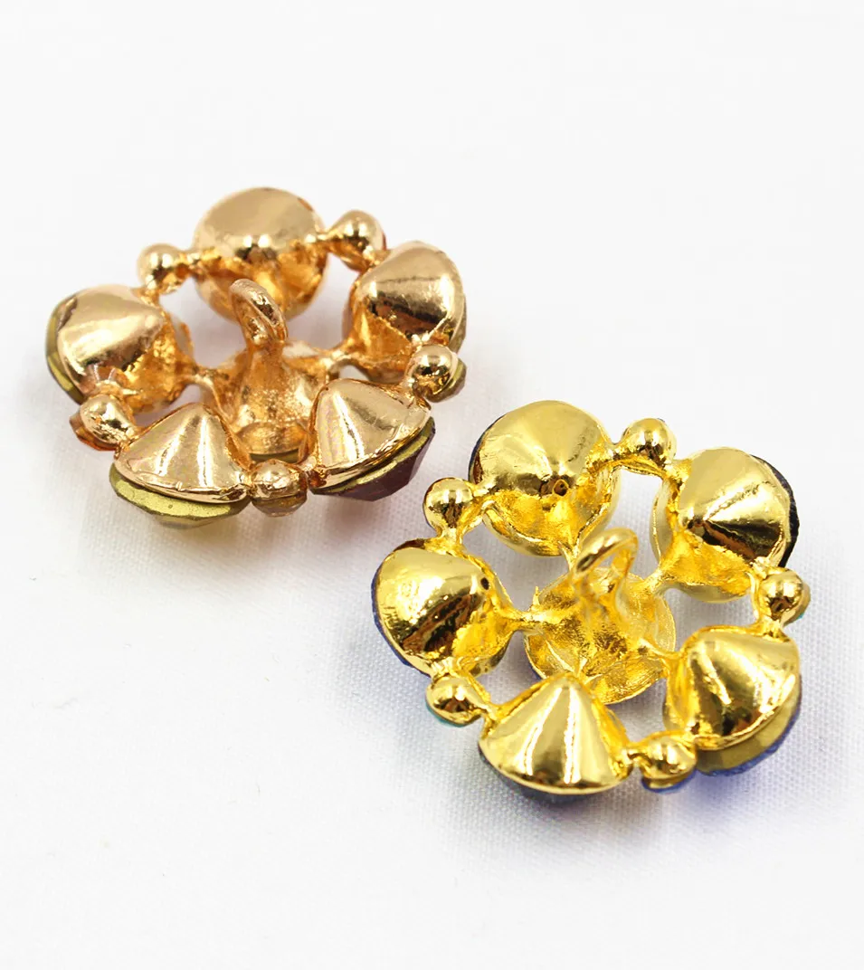 165192,1pcs 4color 30mm select Rhinestone inlaid metal buttons flower Clothing accessories Jewelry Accessories diy