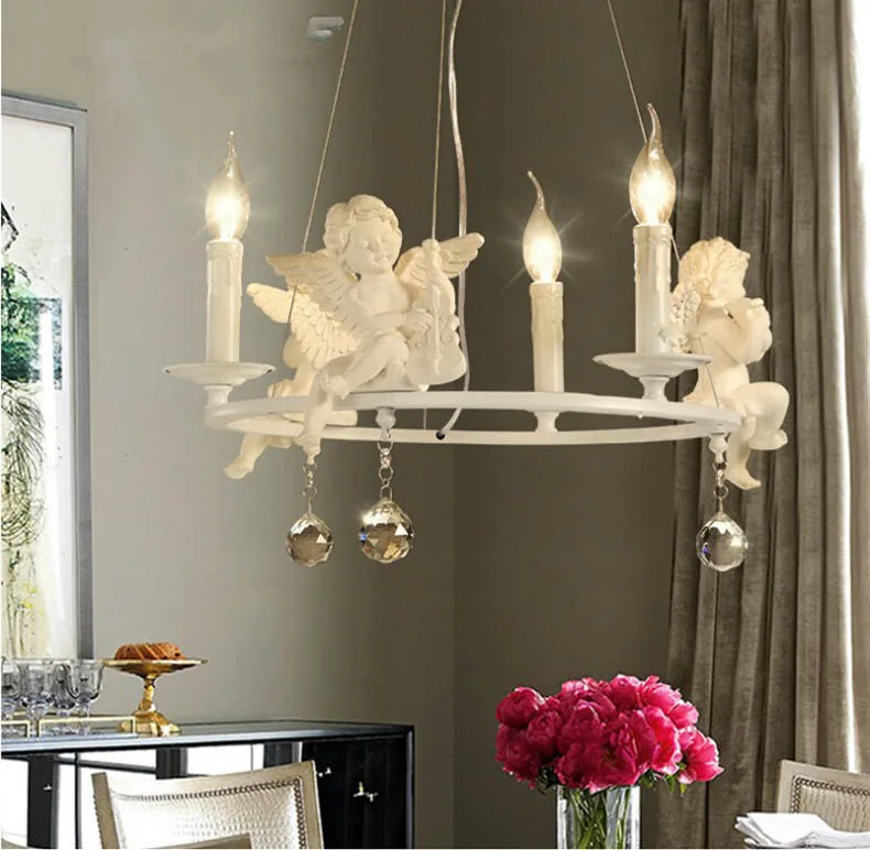 Modern Lamps lustre Lighting Led Pendant Creative Crystal Chandeliers With The Angel For Living Room Light