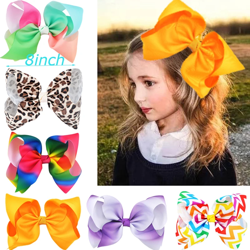 

15PCS 8 inch Big Large Hair Bows Grosgrain Ribbon Hairgrip Alligator Clips Bowknot Boutique Headwear Girls Hair Accessories