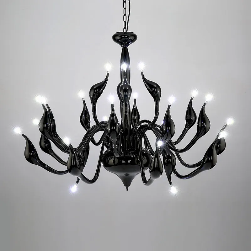 Imagem -05 - Led Cisne Iluminação Lustre para Quarto Foyer Lustre Salão de Beleza Preto Branco Ouro Vermelho Iluminação Lustre g4