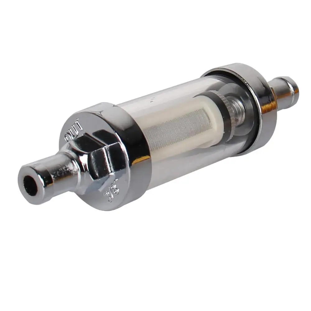 5/16 Chrome Glass Clearview Fuel Filter Petrol Diesel Inline Reusable