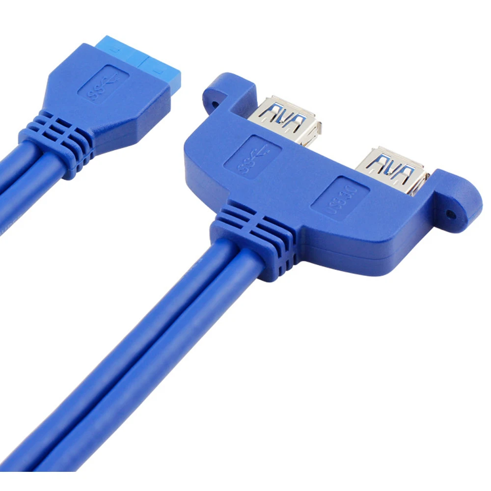1.5ft 19/20 Pin perempuan USB sundulan Dual USB 3.0 Tyep A Perempuan Kabel Desktop USB3.0 Splitter Kabel PCIe profil bracket