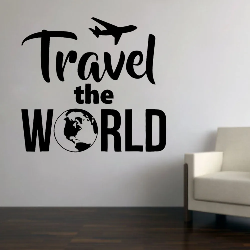 Travel Agency Wall Stickers Home Decor Living Room Office Summer Holidays Wall Decals Room Decoration Travel The World B600