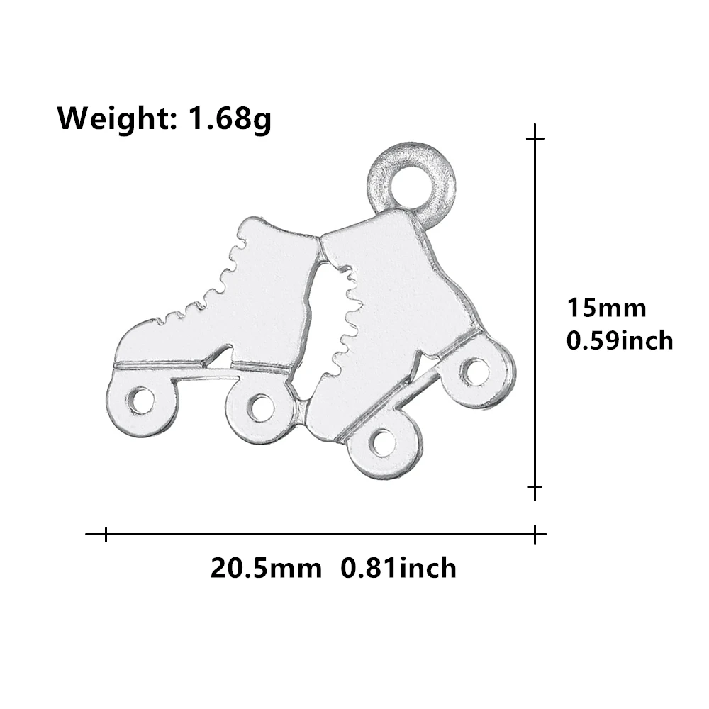 My shape 20pcs Roller Skates Shoes Charms Gold Color Ice Skate Sport Pendants for Necklace Bracelets Jewelry Making Accessories