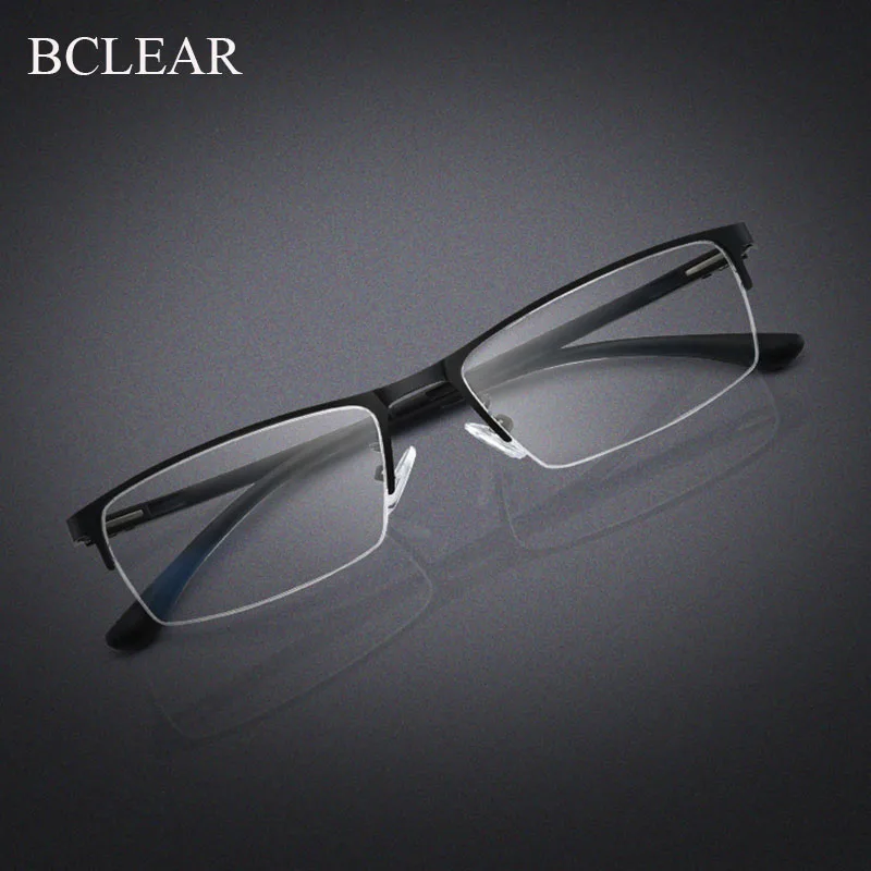 BCLEAR 2019 New Arrival Half Rim Metal Alloy Eyeglasses Frame for Men Eyewear Optical Prescription Spectacles for Male Glasses