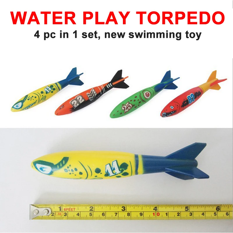 outdoor swimming pool throw deliver launch glide toy torpedoes 4 in 1 set summer play water dive toy B41003