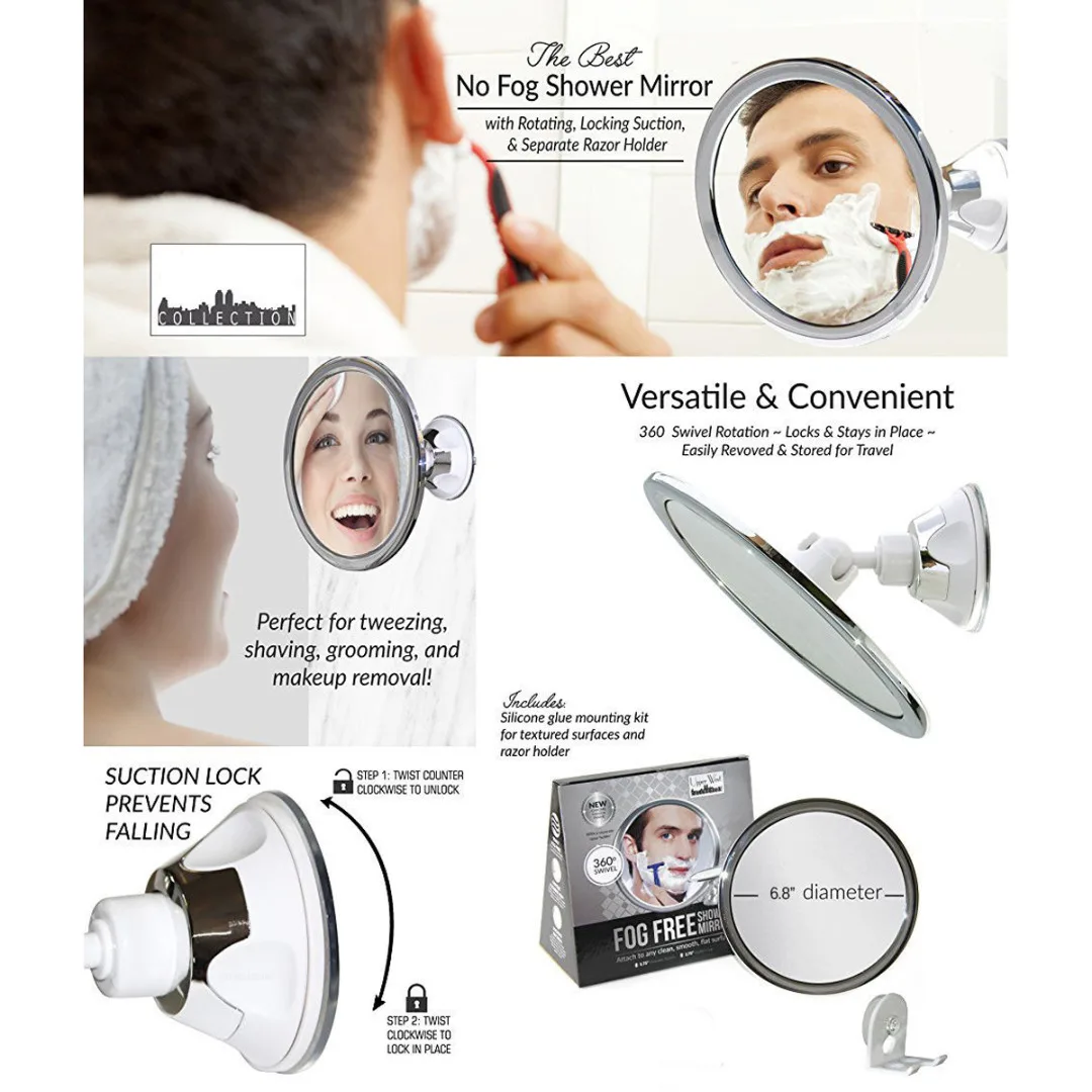 JX-LCLY 360 Rotation Fogless Suction Cup Shower Shave Make Up Fog Free Mirror