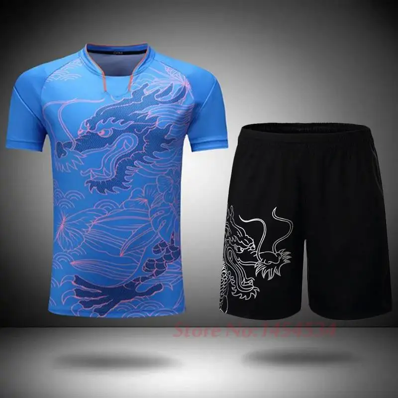 Goede Kwaliteit Dragon Tafeltennis Kleding Outdoor Pingpong Set Team Uniform Kids Sportkleding Training Jersey Pak Shirt Korte