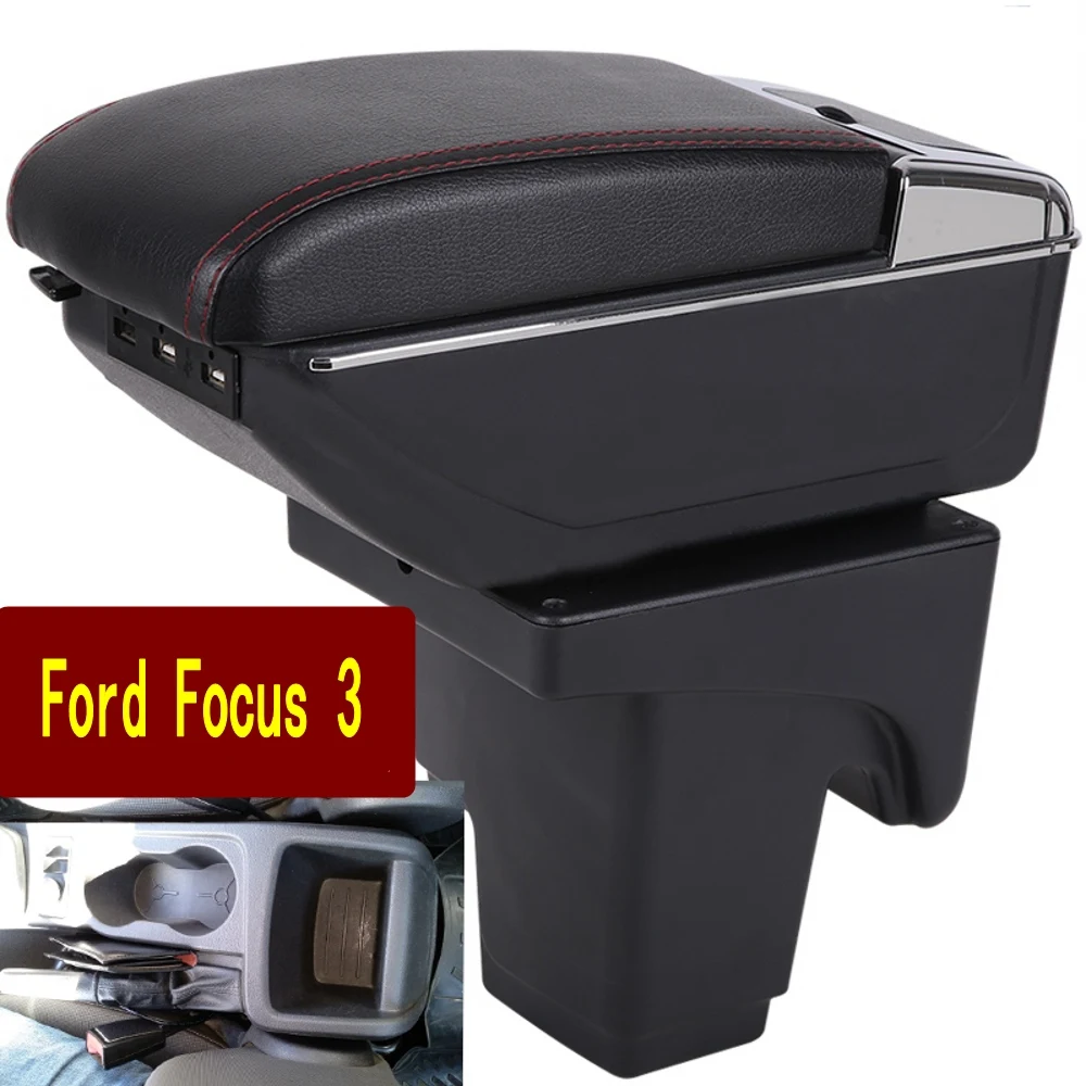

For Car Ford Focus 3 Armrest Box Central Content Interior Arm Elbow Rest Storage Case Car-styling with USB Cup Holde