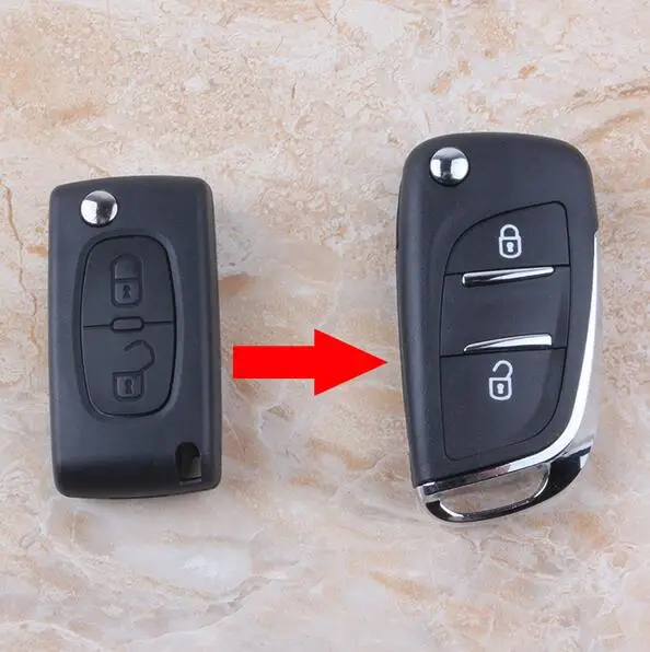 2 Button Replacement Modified Flip Folding Remote Key Shell Case For Peugeot 307 308 408 With HU83 Groove Blade CE0536